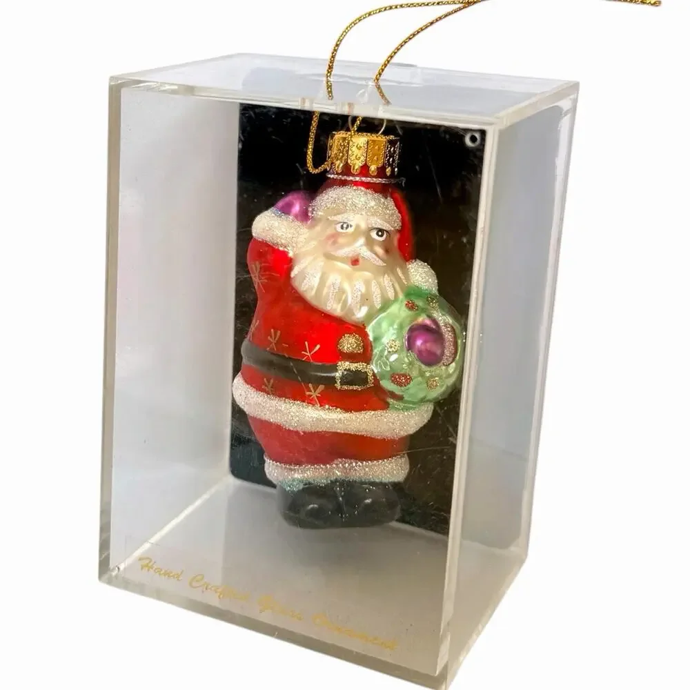 Vintage Radko Style Santa Wreath Handcrafted Glass Ornament Hand Painted BNIB